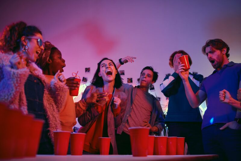 People laughing at the party